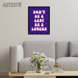 "Artery8 Be A Legend Not A Lady Retro Purple Pink Funny Framed Canvas Art Print - Size: W12"" x H16""" - thumbnail 3