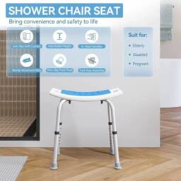 KORVIXA Adjustable Shower Stool Bath Chair in Silver - thumbnail 3