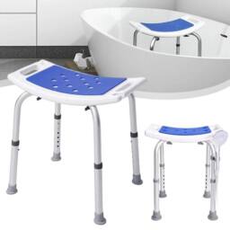 KORVIXA Adjustable Shower Stool Bath Chair in Silver