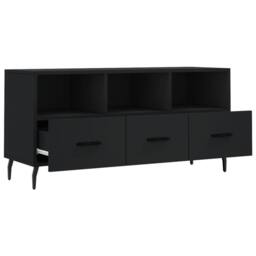 Berkfield Home TV Cabinet Black 102x36x50 cm Engineered Wood - Size: 102 x 36 x 50 cm - thumbnail 6