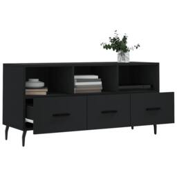 Berkfield Home TV Cabinet Black 102x36x50 cm Engineered Wood - Size: 102 x 36 x 50 cm - thumbnail 4