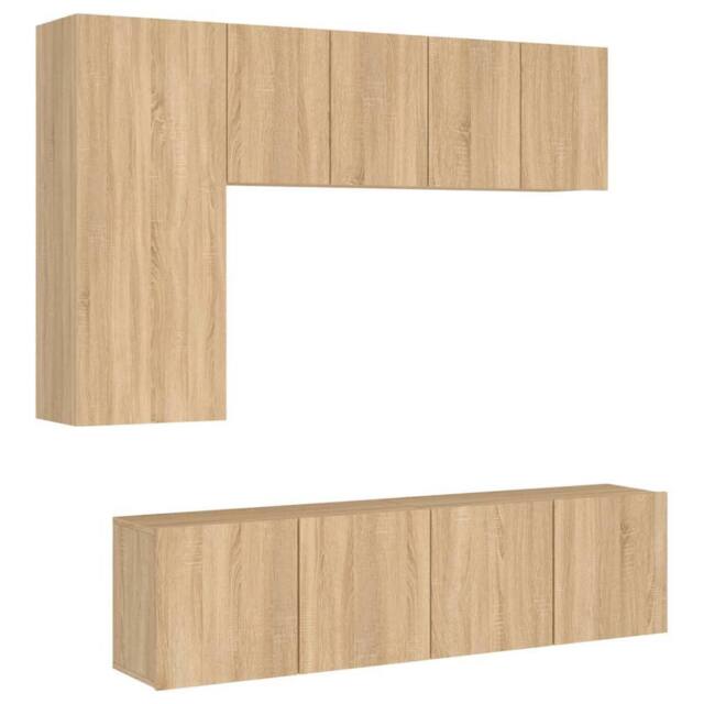Berkfield Home 5 Piece TV Wall Units Sonoma Oak Engineered Wood in Light Oak - image 1