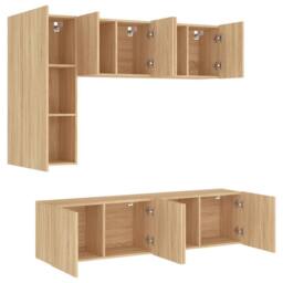 Berkfield Home 5 Piece TV Wall Units Sonoma Oak Engineered Wood in Light Oak - thumbnail 4