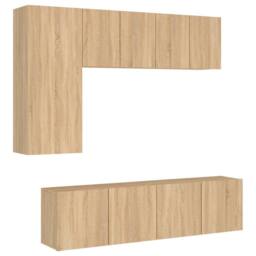 Berkfield Home 5 Piece TV Wall Units Sonoma Oak Engineered Wood in Light Oak - thumbnail 1