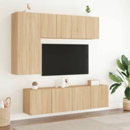 Berkfield Home 5 Piece TV Wall Units Sonoma Oak Engineered Wood in Light Oak - thumbnail 3