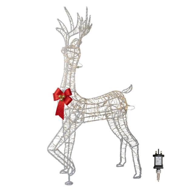 Samuel Alexander 1.48m Acrylic Deer Decoration with Red Bow & 940 Warm White LEDs - image 1