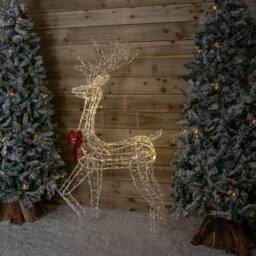 Samuel Alexander 1.48m Acrylic Deer Decoration with Red Bow & 940 Warm White LEDs - thumbnail 3