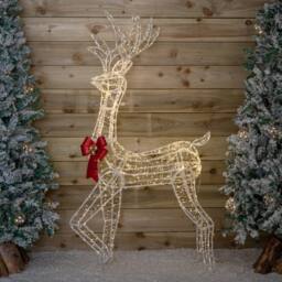 Samuel Alexander 1.48m Acrylic Deer Decoration with Red Bow & 940 Warm White LEDs - thumbnail 4