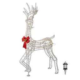 Samuel Alexander 1.48m Acrylic Deer Decoration with Red Bow & 940 Warm White LEDs - thumbnail 1