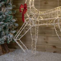Samuel Alexander 1.48m Acrylic Deer Decoration with Red Bow & 940 Warm White LEDs - thumbnail 7
