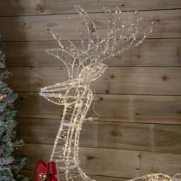 Samuel Alexander 1.48m Acrylic Deer Decoration with Red Bow & 940 Warm White LEDs - thumbnail 5