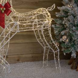 Samuel Alexander 1.48m Acrylic Deer Decoration with Red Bow & 940 Warm White LEDs - thumbnail 9