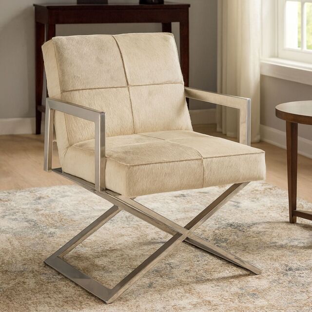Orsina Contemporary Design Cross Base Chair, Comfortable Occasional Arm Chair, Durable Constructed Accent Armchair in Grey - image 1