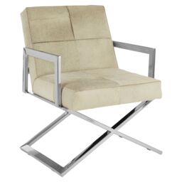 Orsina Contemporary Design Cross Base Chair, Comfortable Occasional Arm Chair, Durable Constructed Accent Armchair in Grey - thumbnail 3