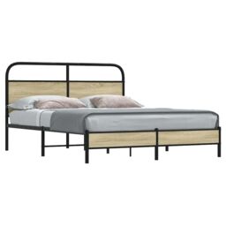 Berkfield Home Bed Frame without Mattress 160x200 cm Sonoma Oak Engineered Wood in Brown - thumbnail 1