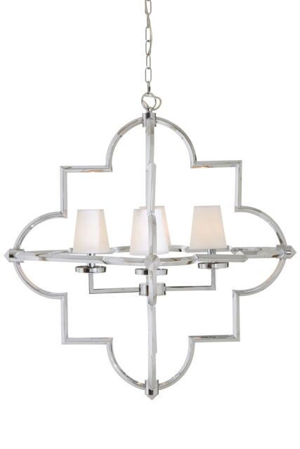 Orsina Arabesque Pendant Light, Moorish Chrome Ceiling Light with Fabric Lamps, Exotic Style Pendant Lighting in Silver - image 1
