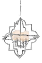 Orsina Arabesque Pendant Light, Moorish Chrome Ceiling Light with Fabric Lamps, Exotic Style Pendant Lighting in Silver - thumbnail 5