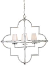Orsina Arabesque Pendant Light, Moorish Chrome Ceiling Light with Fabric Lamps, Exotic Style Pendant Lighting in Silver - thumbnail 1