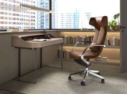 Angel Cerda Leatherette Swivel Office Chair in Brown - thumbnail 4