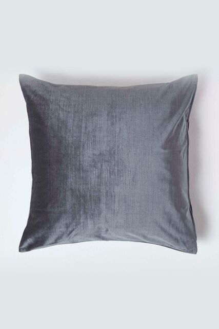 Homescapes Luxury Velvet Cushion Cover in Grey - Size: 45 cm x 45 cm - image 1