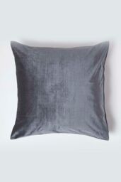 Homescapes Luxury Velvet Cushion Cover in Grey - Size: 45 cm x 45 cm