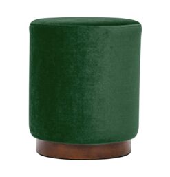 Nordlys Brown Wooden Base Living Room Pouf in Green - thumbnail 1