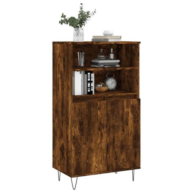 Berkfield Home Highboard Smoked Oak 60x36x110 cm Engineered Wood in Brown - Size: 60 x 36 x 110 cm - image 1