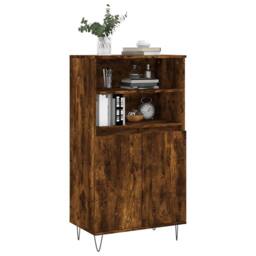 Berkfield Home Highboard Smoked Oak 60x36x110 cm Engineered Wood in Brown - Size: 60 x 36 x 110 cm - thumbnail 1