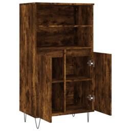 Berkfield Home Highboard Smoked Oak 60x36x110 cm Engineered Wood in Brown - Size: 60 x 36 x 110 cm - thumbnail 5
