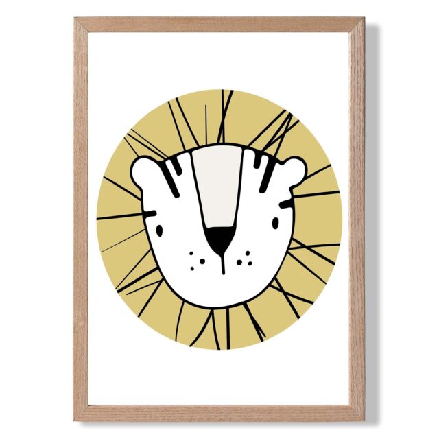 ARTZE Cute Yellow Fox Scandi Animal Framed Print SIZE: A4 with Oak Frame - image 1
