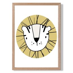 ARTZE Cute Yellow Fox Scandi Animal Framed Print SIZE: A4 with Oak Frame - thumbnail 1
