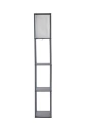 ValueLights Struttura Wooden Shelving Floor Lamp with Fabric Shade in Grey - thumbnail 6
