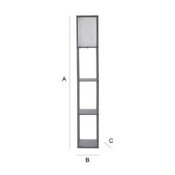 ValueLights Struttura Wooden Shelving Floor Lamp with Fabric Shade in Grey - thumbnail 7