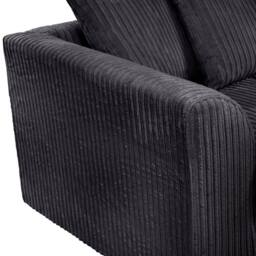 SquareBoxx Asher Jumbo Cord 3+2 Seater Sofa Set in Black - thumbnail 5