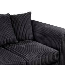 SquareBoxx Asher Jumbo Cord 3+2 Seater Sofa Set in Black - thumbnail 4