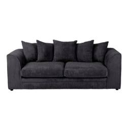 SquareBoxx Asher Jumbo Cord 3+2 Seater Sofa Set in Black - thumbnail 2