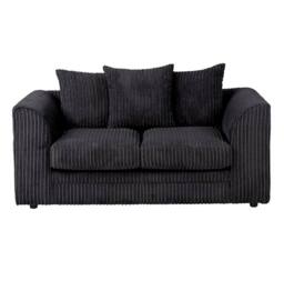 SquareBoxx Asher Jumbo Cord 3+2 Seater Sofa Set in Black - thumbnail 3