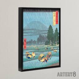 "Artery8 Ono Distant View Of Mount Daisen Framed Canvas Wall Art Print Hiroshige in Blue - Size: W12"" x H16""" - thumbnail 2