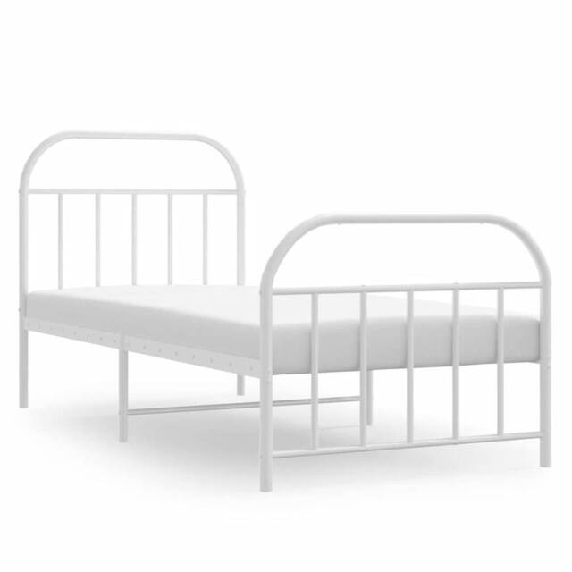 Berkfield Home Metal Bed Frame with Headboard & Footboard White 90x190 cm Single - image 1