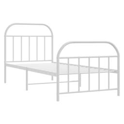 Berkfield Home Metal Bed Frame with Headboard & Footboard White 90x190 cm Single - thumbnail 3