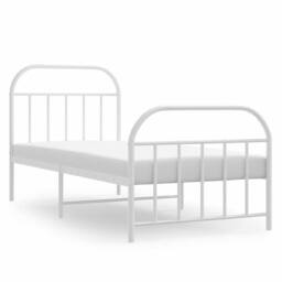 Berkfield Home Metal Bed Frame with Headboard & Footboard White 90x190 cm Single - thumbnail 1