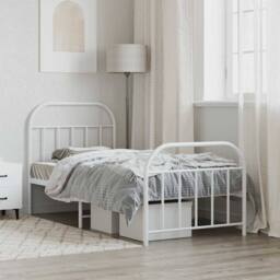 Berkfield Home Metal Bed Frame with Headboard & Footboard White 90x190 cm Single - thumbnail 4