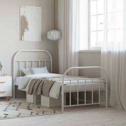 Berkfield Home Metal Bed Frame with Headboard & Footboard White 90x190 cm Single - thumbnail 2