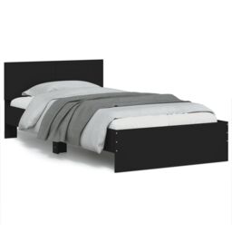 Berkfield Home Bed Frame without Mattress with Headboard Black 100x200 cm - thumbnail 2