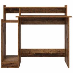 Berkfield Home Modern Desk with Desk Lamps with Shelf with Storage Old wood Engi in Brown - thumbnail 8