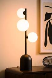 ValueLights Marlow Opaque Glass Globe 3 Way Table Lamp & Bulb in Black - thumbnail 1