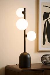 ValueLights Marlow Opaque Glass Globe 3 Way Table Lamp & Bulb in Black - thumbnail 2