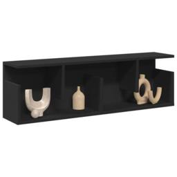 Berkfield Home Wall Cabinet 100x20x30 cm Black Engineered Wood - Size: 100 x 20 x 30 cm - thumbnail 2