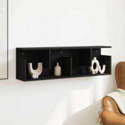 Berkfield Home Wall Cabinet 100x20x30 cm Black Engineered Wood - Size: 100 x 20 x 30 cm - thumbnail 3