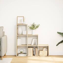 Berkfield Home Room Divider Bookcase¬†3-Tier Sonoma Oak 99x29x99 cm Engineered Wood in Light Brown - Size: 99 x 29 x 99 cm - thumbnail 1